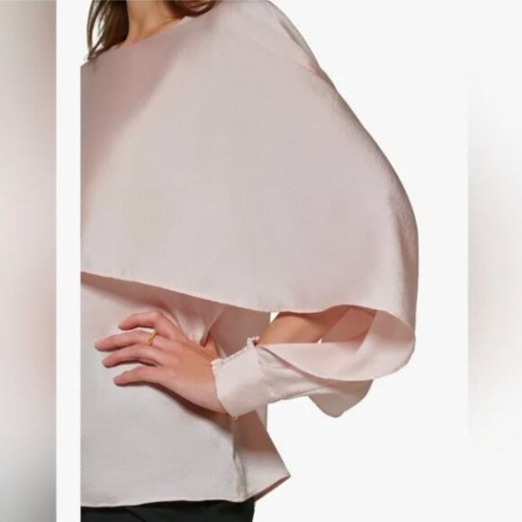 NWT DKNY Pink Caped Sleeve Satin Blouse PM - Picture 4 of 12
